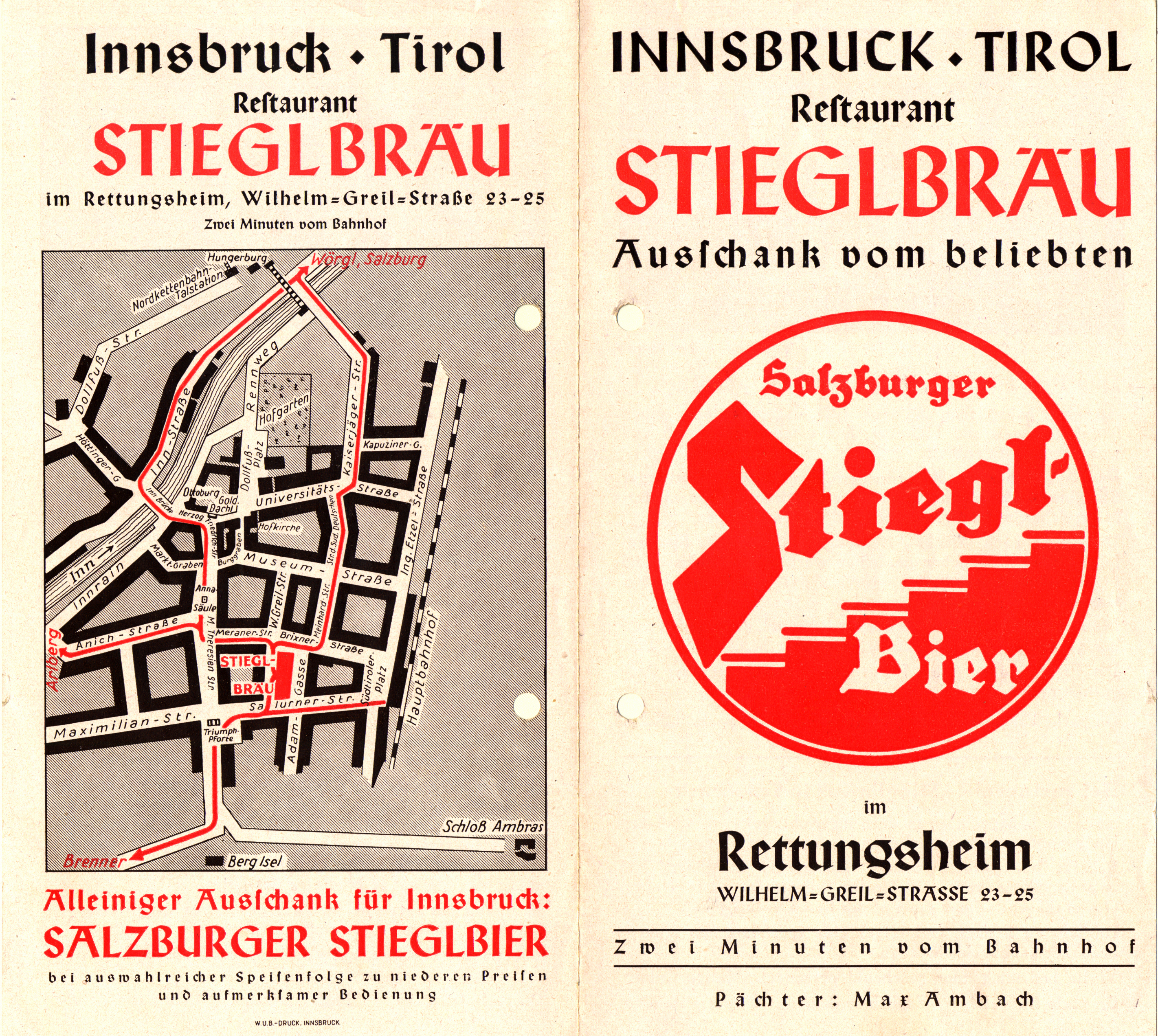 Werbefalter für das „Stieglbräu“, um 1936