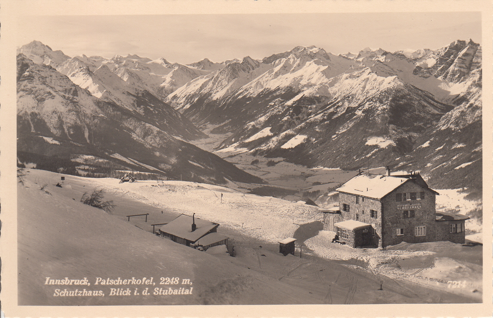 Patscherkofelschutzhaus im Winter, ca. 1920.