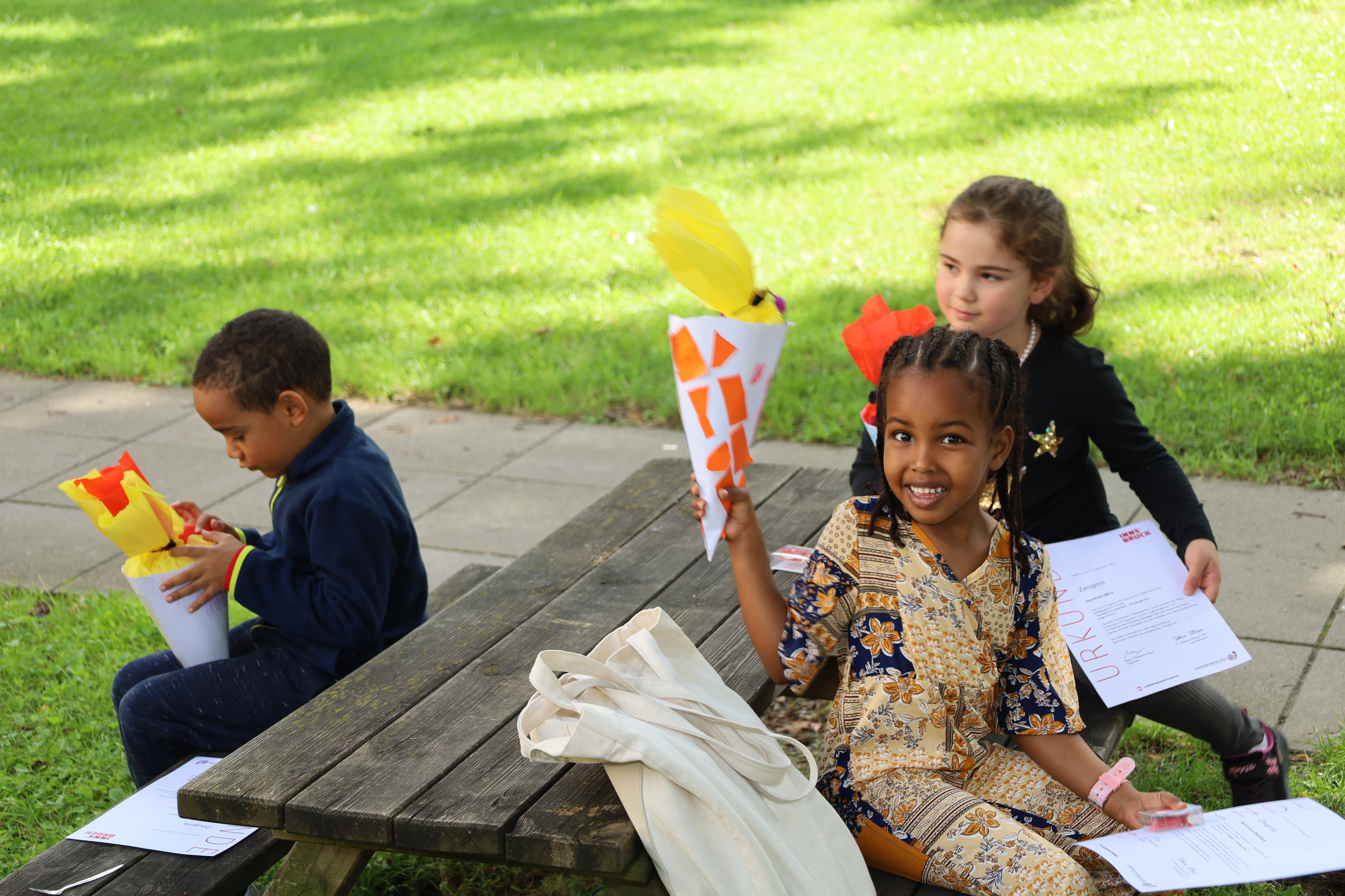 Die Kinder bereiteten sich schon auf ihren ersten Schultag vor.