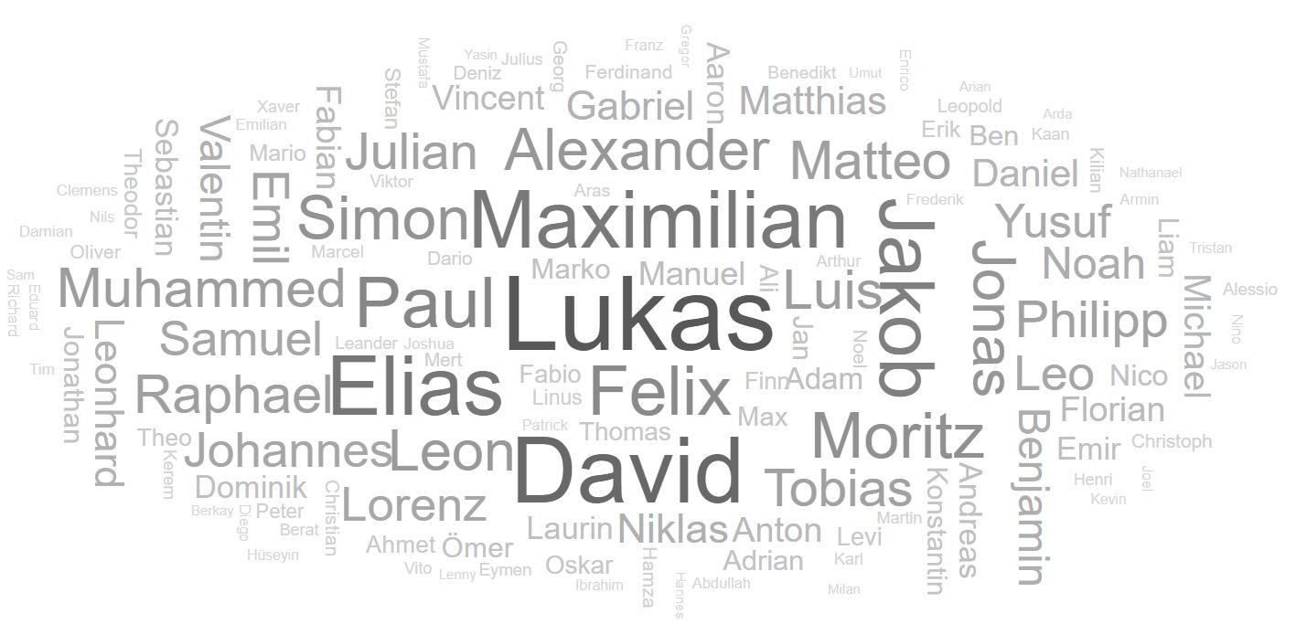 Die insgesamt beliebtesten Bubennamen von 2010 bis 2019.