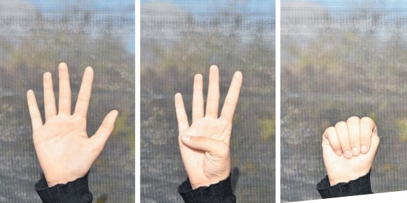 So bittet man mittels internationaler Ein-Hand-Geste und Blickkontakt um Hilfe.