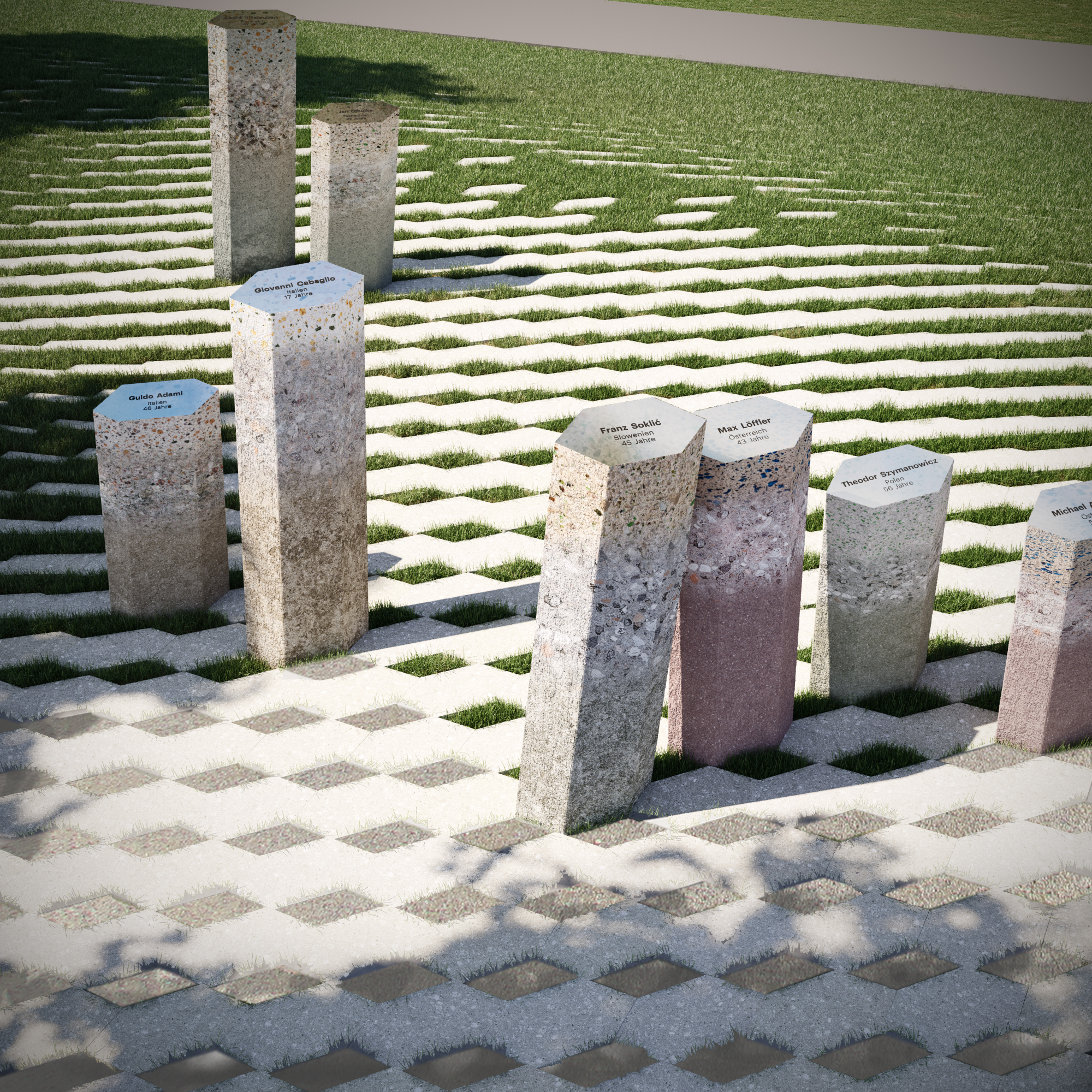 114 „Namenssteine“ werden errichtet, die die bekannten Namen der im Lagerkomplex Reichenau ermordeten Menschen tragen.