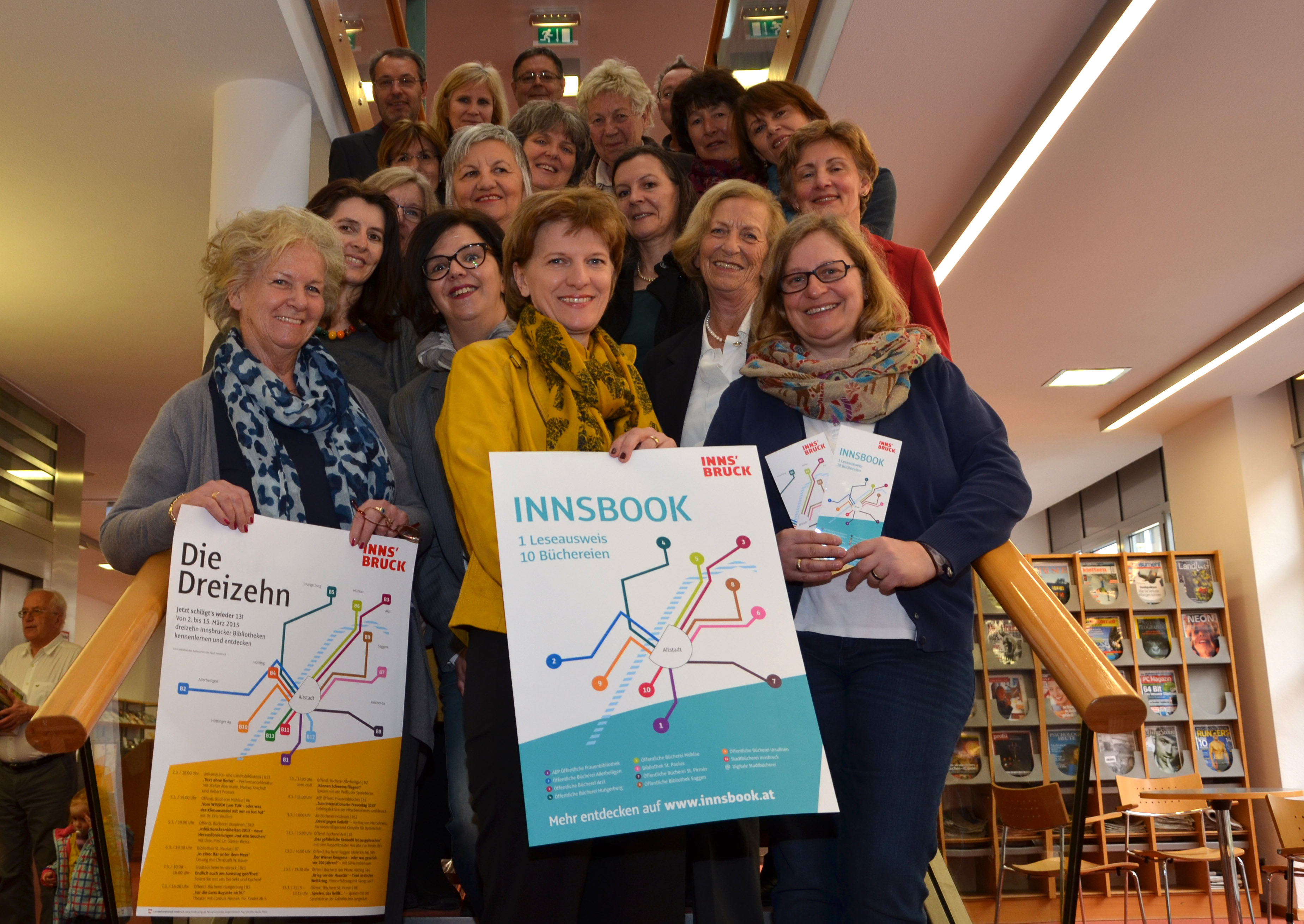 Zusammen mit Kulturamtsleiterin Maria-Luise Mayr sowie den LeiterInnen aller an den Aktionswochen bzw. dem Projekt „Innsbook“ beteiligten Büchereien stellte Bürgermeisterin Christine Oppitz-Plörer das Programm der Aktionswochen und das neue Projekt vor.