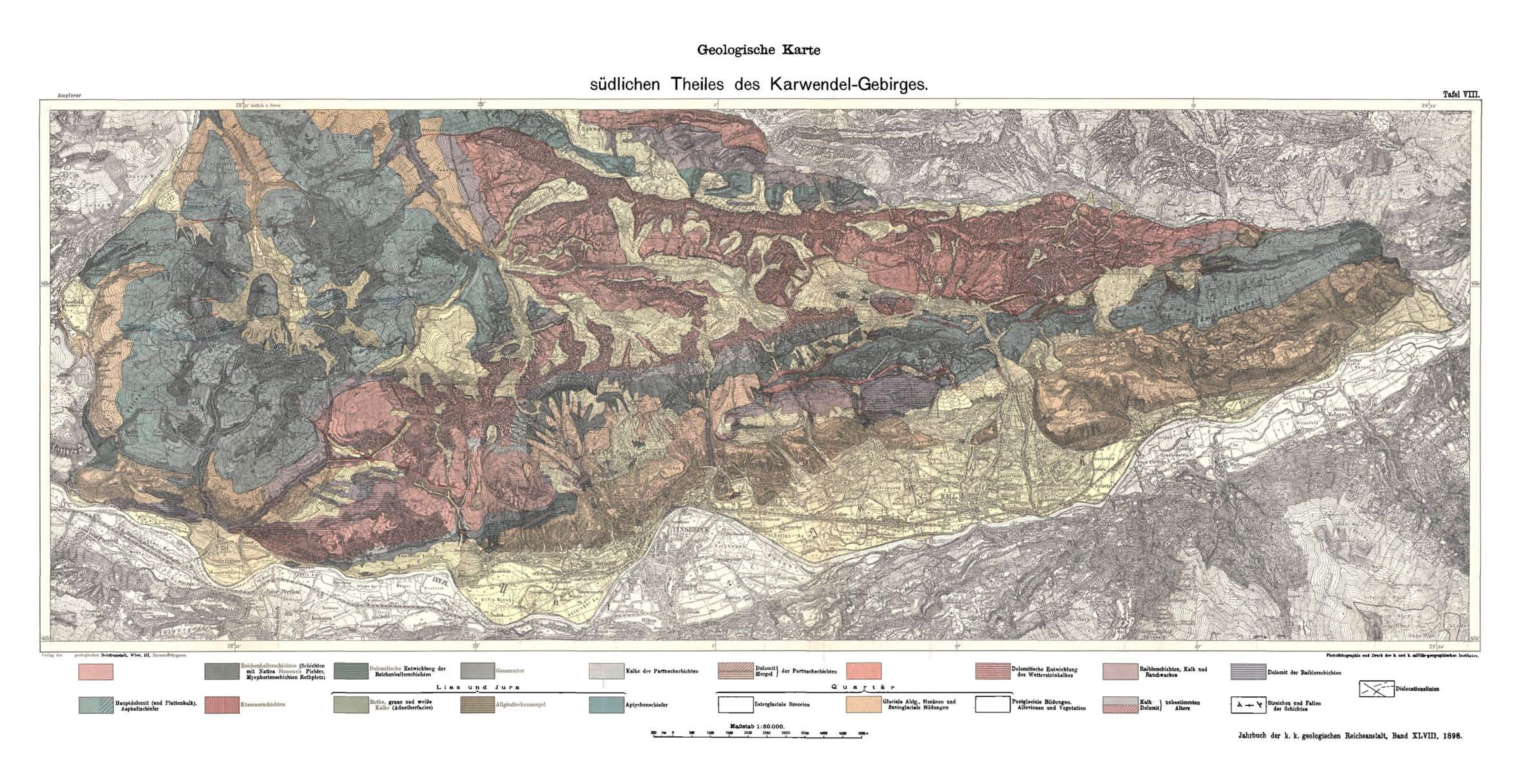 Die Beschreibung des geologischen Aufbaus des südlichen Karwendel samt geologischer Karte war die preisgekrönte, gemeinsame Dissertation von Otto Ampferer und Wilhelm Hammer. Sie bildete den Startschuss für ihre Karriere als Aufnahmegeologen.
Quelle: https://opac.geologie.ac.at/ais312/dokumente/K%20III%201187.pdf