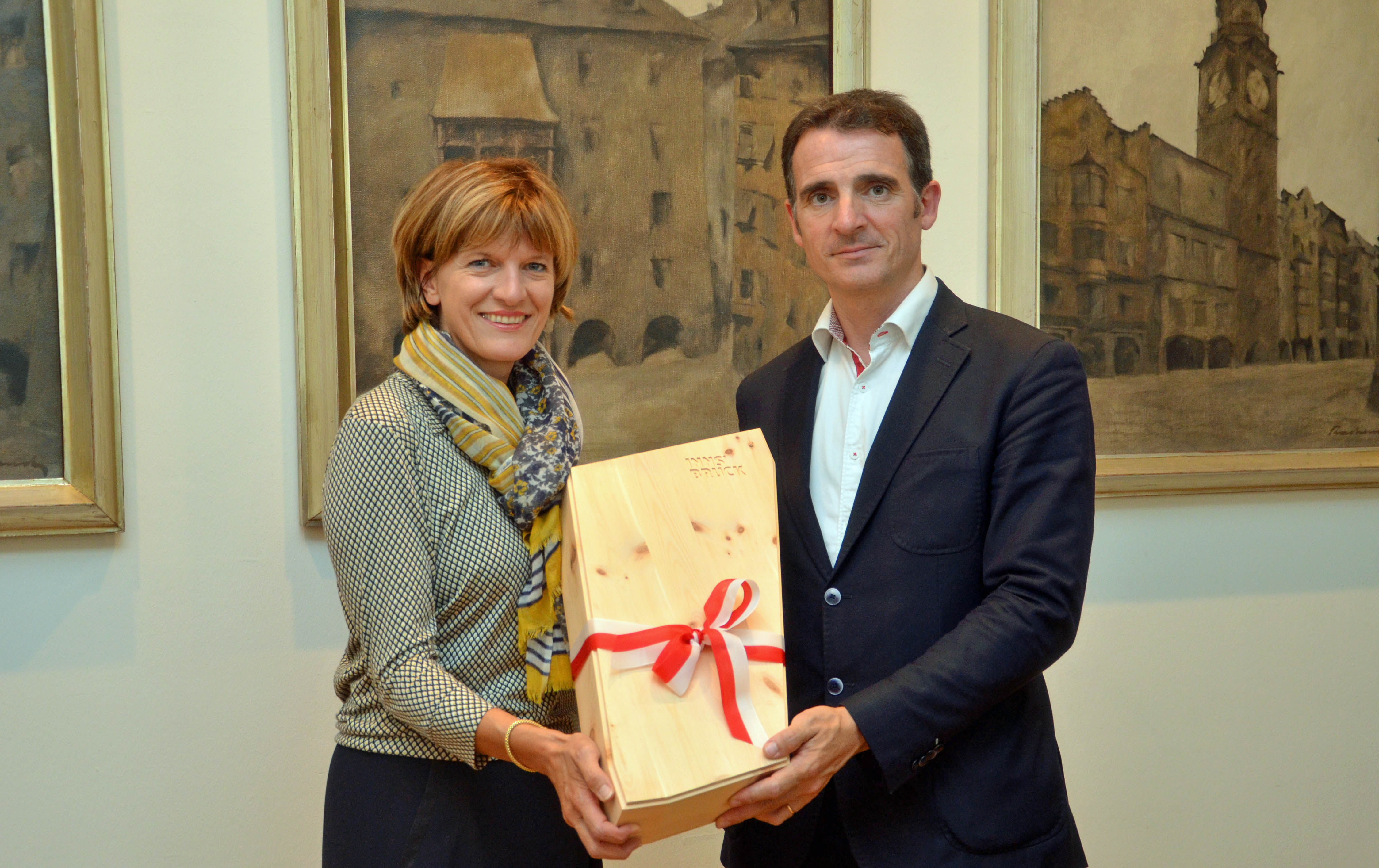 Die BürgermeisterInnen der beiden Partnerstädte: Christine Oppitz-Plörer und Eric Piolle